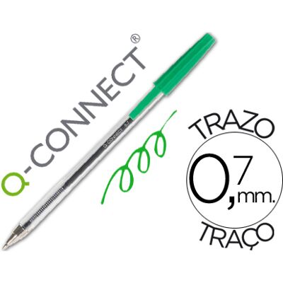 Caneta Q-Connect Cristal Ponta Media Verde Caneta Q-Connect Cristal Ponta Media Verde