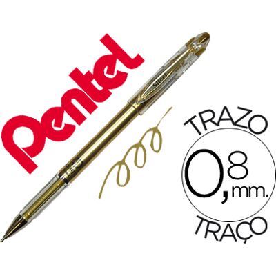 Esferografica Pentel Roller Metalica Bg 208 Dourada 0,4 mm Ideal p/Papel e Madeira Secagem Rapida Esferografica Pentel Roller Metalica Bg 208 Dourada 0,4 mm Ideal p/Papel e Madeira Secagem Rapida