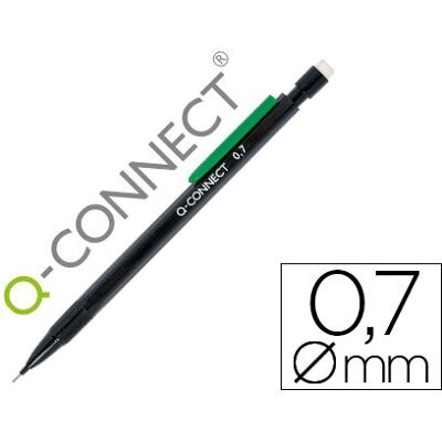 Lapiseira Q-Connect 0.7 mm c/ 3 Minas Corpo Preto c/ Clip Verde Lapiseira Q-Connect 0.7 mm c/ 3 Minas Corpo Preto c/ Clip Verde
