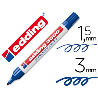 Marcador Edding 3000 Azul-Ponta Redonda 3mm Marcador Edding 3000 Azul-Ponta Redonda 3mm