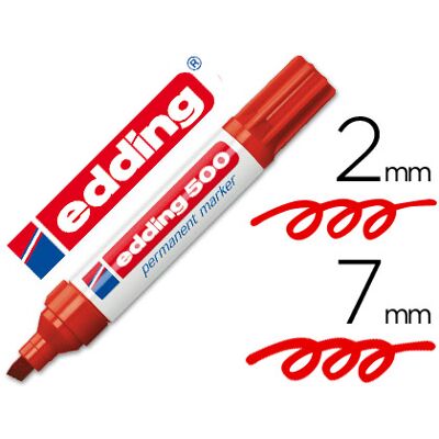Marcador Edding Marcador Permanente 500 Vermelho -Ponta Biselada 7 mm Marcador Edding Marcador Permanente 500 Vermelho -Ponta Biselada 7 mm