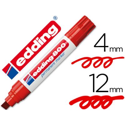 Marcador Edding Marcador Permanente 800 Vermelho -Ponta Biselada 12 mm Marcador Edding Marcador Permanente 800 Vermelho -Ponta Biselada 12 mm