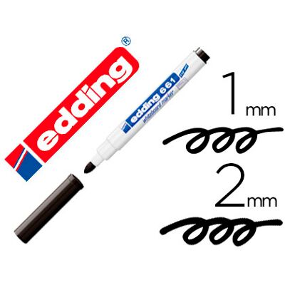 Marcador Edding p/ Quadro Branco 661 Cor Preto Ponta Redonda 1-2 mm Recarregavel Marcador Edding p/ Quadro Branco 661 Cor Preto Ponta Redonda 1-2 mm Recarregavel