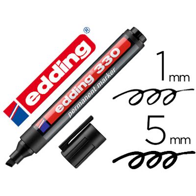 Marcador Edding Permanente 330 Preto Ponta Biselada 1-5 mm Recarregavel Marcador Edding Permanente 330 Preto Ponta Biselada 1-5 mm Recarregavel