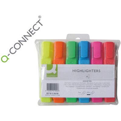 Marcador Q-Connect Fluorescente Ponta Biselada - Estojo de 6 Cores Marcador Q-Connect Fluorescente Ponta Biselada - Estojo de 6 Cores