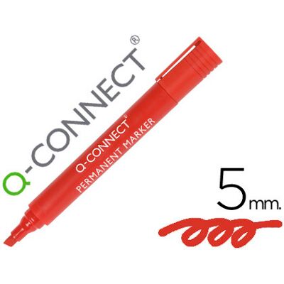 Marcador Q-Connect Permanente Vermelho Ponta Biselada 5.0 mm Marcador Q-Connect Permanente Vermelho Ponta Biselada 5.0 mm