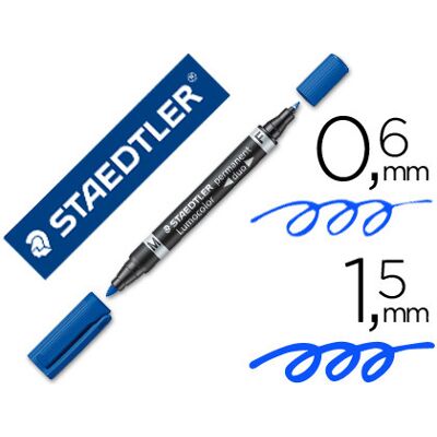 Marcador Staedtler Lumocor Permanente Duo 348 Azul Ponta F 0,6 mm Ponta M 1,5 mm Marcador Staedtler Lumocor Permanente Duo 348 Azul Ponta F 0,6 mm Ponta M 1,5 mm