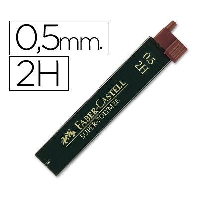 Minas Faber-Castell Grafite 9065 0,5 mm 2H Tubo de 12 Minas Minas Faber-Castell Grafite 9065 0,5 mm 2H Tubo de 12 Minas