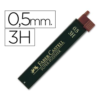 Minas Faber-Castell Grafite 9065 0,5 mm 3H Tubo de 12 Minas Minas Faber-Castell Grafite 9065 0,5 mm 3H Tubo de 12 Minas