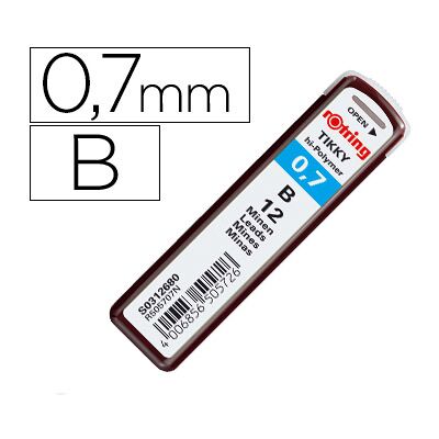 Minas Rotring Grafite 0,7 mm B Estojo de 12 Minas Minas Rotring Grafite 0,7 mm B Estojo de 12 Minas