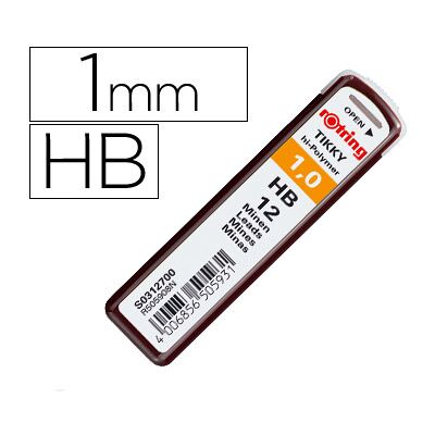 Minas Rotring Grafite 1 mm Hb Estojo de 12 Minas Minas Rotring Grafite 1 mm Hb Estojo de 12 Minas