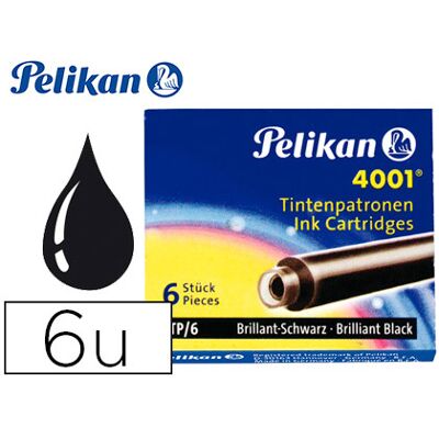 Recarga Caneta Pelikan 4001 Preto-Caixa 6 Unidades Recarga Caneta Pelikan 4001 Preto-Caixa 6 Unidades