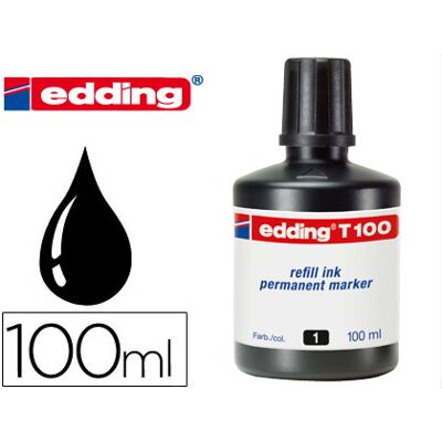 Tinta Permanente p/ Marcador Edding T-100 Preto (100ml) Tinta Permanente p/ Marcador Edding T-100 Preto (100ml)
