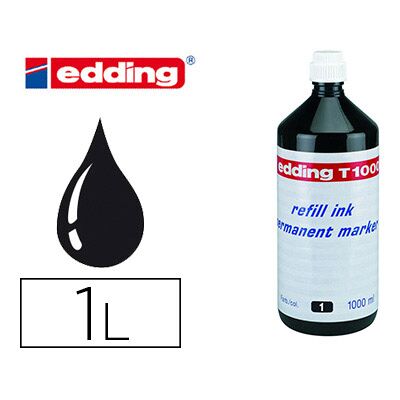 Tinta Permanente p/ Marcador Edding T-1000 Preto (1 Litro) Tinta Permanente p/ Marcador Edding T-1000 Preto (1 Litro)