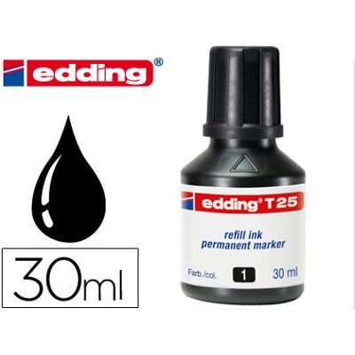 Tinta Permanente p/ Marcador Edding T-25 Preto - Fasco de 30ml Tinta Permanente p/ Marcador Edding T-25 Preto - Fasco de 30ml