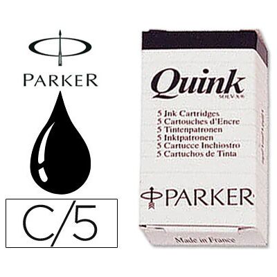 Tinta Parker Quink Preta - Caixa de 5 Recargas Tinta Parker Quink Preta - Caixa de 5 Recargas