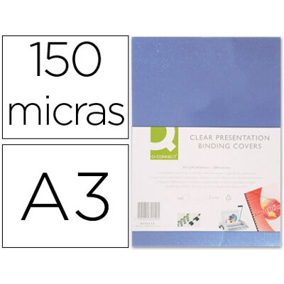 Capa de Encadernacao Q-Connect PVC Din A3 Incolor 150 Microns (100 Unidades) Capa de Encadernacao Q-Connect PVC Din A3 Incolor 150 Microns (100 Unidades)