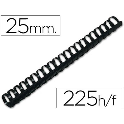 Espiral Q-Connect Redondo 25 mm Plastico Preto Capacidadee 225 Folhas (50 Unidades) Espiral Q-Connect Redondo 25 mm Plastico Preto Capacidadee 225 Folhas (50 Unidades)