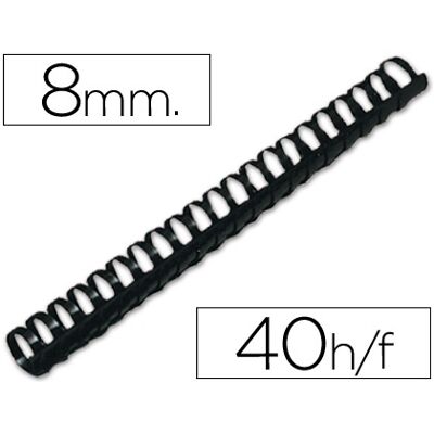Espiral Q-Connect Redondo 8 mm Plastico Preto Capacidadee 40 Folhas (100 Unidades) Espiral Q-Connect Redondo 8 mm Plastico Preto Capacidadee 40 Folhas (100 Unidades)