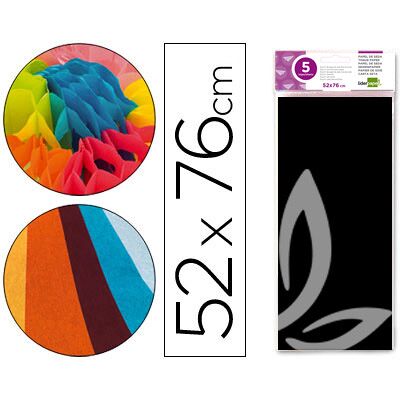 Papel de Seda Liderpapel - 52x76cm, 18g/m², Preto - Pacote com 5 Papel de Seda Liderpapel - 52x76cm, 18g/m², Preto - Pacote com 5