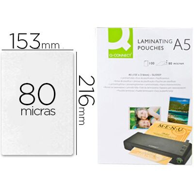Bolsa de Plastificar Q-Connect 153 X 216 mm 80 Microns Din A5 (100 Unidades) Bolsa de Plastificar Q-Connect 153 X 216 mm 80 Microns Din A5 (100 Unidades)