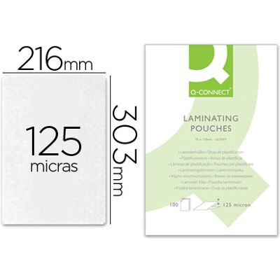 Bolsa de Plastificar Q-Connect 303 X 216 mm 125 Microns Din A4 a (100 Unidades) Bolsa de Plastificar Q-Connect 303 X 216 mm 125 Microns Din A4 a (100 Unidades)