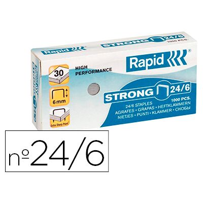 Agrafos Rapid Strong Nº 24/6 Caixa de 1000 Unidades Galvanizados Agrafos Rapid Strong Nº 24/6 Caixa de 1000 Unidades Galvanizados