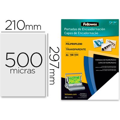 Capa de Encadernação Din A4 Polipropileno Transparente 450 Microns (100 Unidades) - Fellowes Capa de Encadernação Din A4 Polipropileno Transparente 450 Microns (100 Unidades) - Fellowes