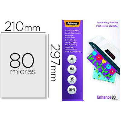 Bolsa de Plastificar Fellowes Mate Din A4 80 Microns (100 Unidades) Bolsa de Plastificar Fellowes Mate Din A4 80 Microns (100 Unidades)
