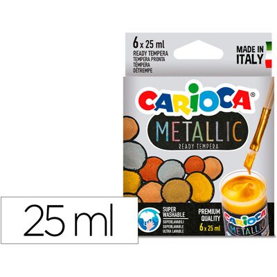 Guache Escolar Carioca Metallic Frasco 25 Ml Caixa De 6 Cores Sortidas - CARIOCA Guache Escolar Carioca Metallic Frasco 25 Ml Caixa De 6 Cores Sortidas - CARIOCA