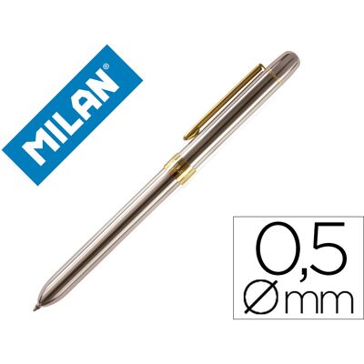 Esferografica Milan Cromada Adornos Dourados Multifuncoes - MILAN Esferografica Milan Cromada Adornos Dourados Multifuncoes - MILAN