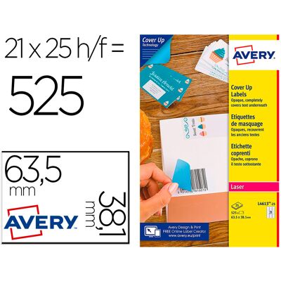 Etiqueta Adesiva Avery Permanente Para Impressora Laser Branca 63,5X38,1 Mm Caixa De 525 Unidades Etiqueta Adesiva Avery Permanente Para Impressora Laser Branca 63,5X38,1 Mm Caixa De 525 Unidades