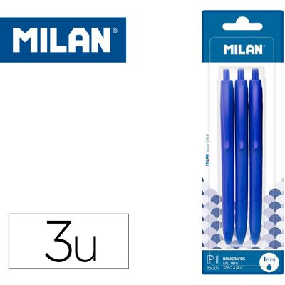 Esferografica Milan P1 Retratil 1 Mm Touch Azul Blister De 3 Unidades - MILAN Esferografica Milan P1 Retratil 1 Mm Touch Azul Blister De 3 Unidades - MILAN