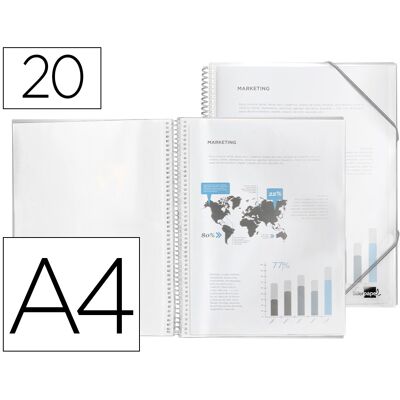 Capa Catalogo Com Espiral 20 Bolsas Polipropileno Din A4 Transparente Capa Catalogo Com Espiral 20 Bolsas Polipropileno Din A4 Transparente
