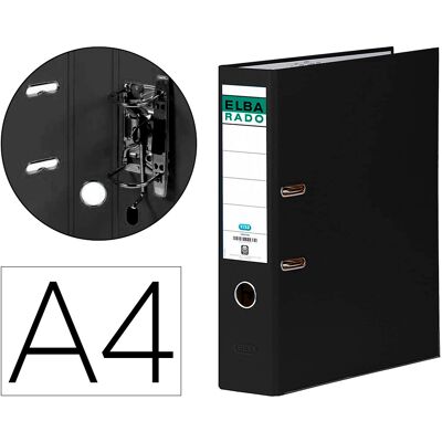 Pasta De Arquivo De Alavanca Chic Cartao Forrado Pvc Com Rado Din A4 Lombada De 80 Mm Preto - ELBA Pasta De Arquivo De Alavanca Chic Cartao Forrado Pvc Com Rado Din A4 Lombada De 80 Mm Preto - ELBA