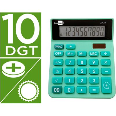 Calculadora De Secretaria Xf24 10 Digitos Solar E Pilhas Cor Verde 127X105X24 Mm Calculadora De Secretaria Xf24 10 Digitos Solar E Pilhas Cor Verde 127X105X24 Mm
