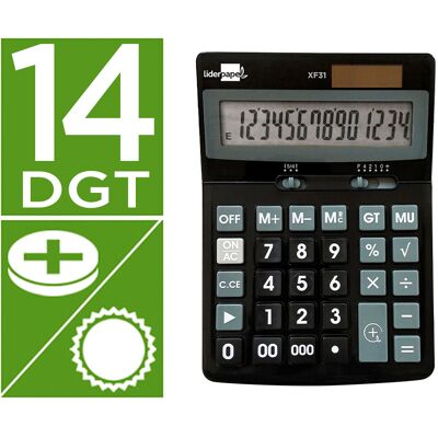 Calculadora de Secretaria Xf31 14 Digitos Solar e Pilhas (170 x 122 x 35 mm) - Preto Calculadora de Secretaria Xf31 14 Digitos Solar e Pilhas (170 x 122 x 35 mm) - Preto
