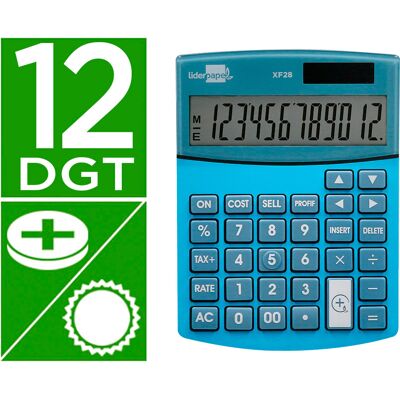Calculadora De Secretaria Xf28 12 Digitos Solar E Pilhas Cor Azul 155X115X25 Mm Calculadora De Secretaria Xf28 12 Digitos Solar E Pilhas Cor Azul 155X115X25 Mm
