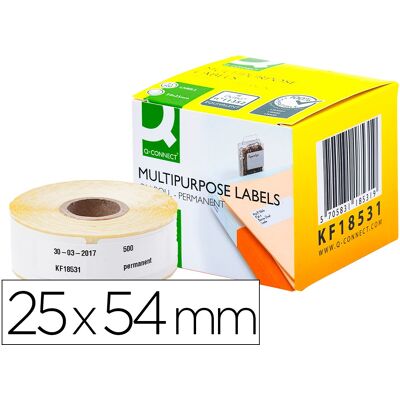Q-CONNECT Etiqueta Adesiva 54x25mm (500 Etiquetas) - Q-CONECT Q-CONNECT Etiqueta Adesiva 54x25mm (500 Etiquetas) - Q-CONECT