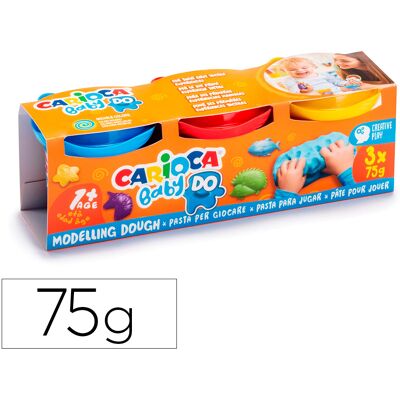 Pasta De Modelar Baby Dough Frasco 75 G Set De 3 Cores Sortidas - CARIOCA Pasta De Modelar Baby Dough Frasco 75 G Set De 3 Cores Sortidas - CARIOCA