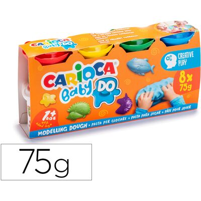 Pasta De Modelar Baby Dough Frasco 75 G Set De 8 Cores Sortidas - CARIOCA Pasta De Modelar Baby Dough Frasco 75 G Set De 8 Cores Sortidas - CARIOCA