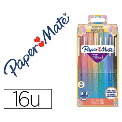 PAPERMATE Marcador Flair Original Ponta Feltro Tropical Estojo Rigido De 16 Unidades Cores Sortidas - PAPERMAT PAPERMATE Marcador Flair Original Ponta Feltro Tropical Estojo Rigido De 16 Unidades Cores Sortidas - PAPERMAT