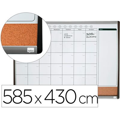 Planificador Mensal Nobo Magnetico + Tabuleiro De Cortica Horizontal Com Moldura Arqueada - NOBO Planificador Mensal Nobo Magnetico + Tabuleiro De Cortica Horizontal Com Moldura Arqueada - NOBO