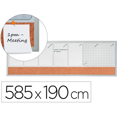 Planificador Semanal Nobo Magnetico + Tabuleiro De Cortica Horizontal c/ Moldura De Aluminio - NOBO Planificador Semanal Nobo Magnetico + Tabuleiro De Cortica Horizontal c/ Moldura De Aluminio - NOBO