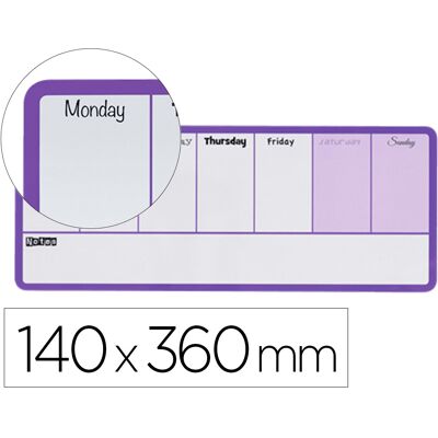 Planificador Semanal Nobo Magnetico Cor Violeta - NOBO Planificador Semanal Nobo Magnetico Cor Violeta - NOBO