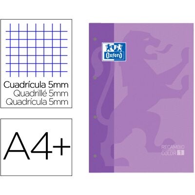 Recarga Cor 1 Din A4+ 80 Folhas 90 Gr Quadricula 5 Mm 4 Furos Cor Lilas - OXFORD Recarga Cor 1 Din A4+ 80 Folhas 90 Gr Quadricula 5 Mm 4 Furos Cor Lilas - OXFORD
