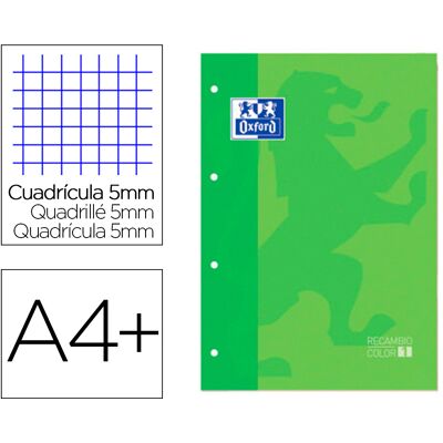Recarga Cor 1 Din A4+ 80 Folhas 90 Gr Quadricula 5 Mm 4 Furos Cor Verde Maca - OXFORD Recarga Cor 1 Din A4+ 80 Folhas 90 Gr Quadricula 5 Mm 4 Furos Cor Verde Maca - OXFORD