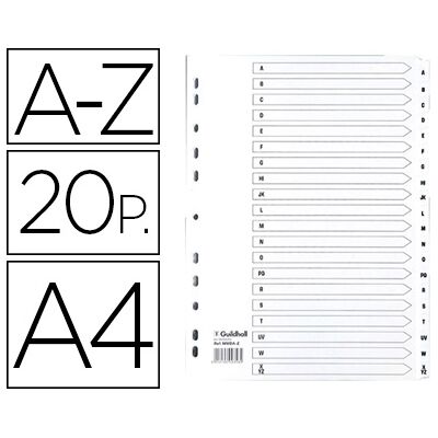 Separador Cartolina Branca A-Z Conjunto De 20 Separadores Din A4 11 Furos - EXACOMPTA Separador Cartolina Branca A-Z Conjunto De 20 Separadores Din A4 11 Furos - EXACOMPTA