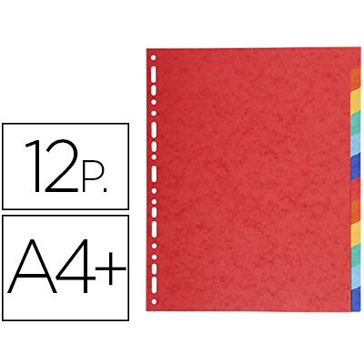Separador Cartolina Brilho Conjunto De 12 Separadores Din A4+ Multifurado - EXACOMPTA Separador Cartolina Brilho Conjunto De 12 Separadores Din A4+ Multifurado - EXACOMPTA