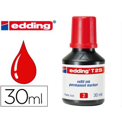 Tinta Permanente p/ Marcador Edding T-25 Vermelho -Frasco de 30 ml Tinta Permanente p/ Marcador Edding T-25 Vermelho -Frasco de 30 ml